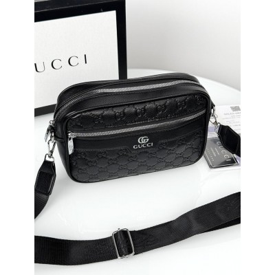 Чоловічі сумки месенджер Gucci крос боді через плече чорний Гуччі