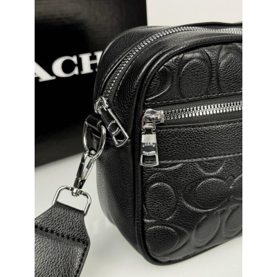 Чоловічі сумки месенджер Coach крос боді через плече чорний Коуч