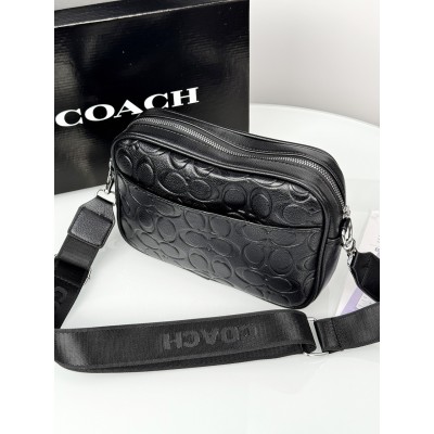 Чоловічі сумки месенджер Coach крос боді через плече чорний Коуч