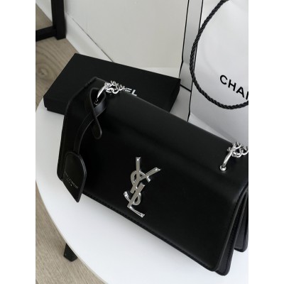 Жіноча сумка Yves Saint Laurent YSL Ів Сен Лоран чорний срібло клатч