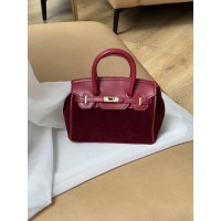 Сумка жіноча в стилі Hermes у замші Ермес Medium бордовий через плече