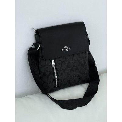 Чоловічі сумки месенджер Coach через плече чорний Коуч Чоловічі сумки месенджер Coach через плече чорний Коуч
