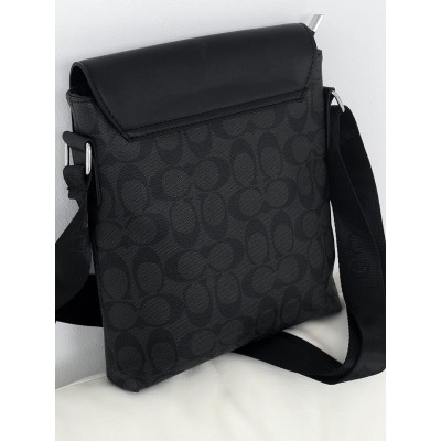 Чоловічі сумки месенджер Coach через плече чорний Коуч