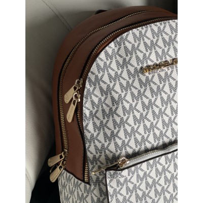 Жіночий рюкзак Michael Kors Kenly Medium Adina біло-коричневий Мішель Корс