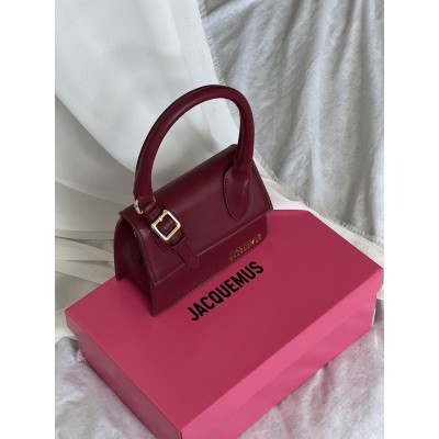 Сумка жіноча Jacquemus Le Chiquito Moyen Boucle Premium бордовий Жакмюс
