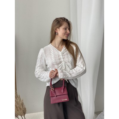 Сумка жіноча Jacquemus Le Chiquito Moyen Boucle Premium бордовий Жакмюс