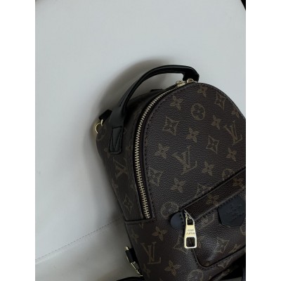 Женский рюкзак Louis Vuitton Palm Springs Mini коричневый + черный Луи Виттон
