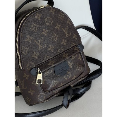 Женский рюкзак Louis Vuitton Palm Springs Mini коричневый + черный Луи Виттон