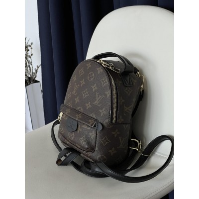 Женский рюкзак Louis Vuitton Palm Springs Mini коричневый + черный Луи Виттон
