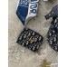 Жіноча сумка сідло Крістіан Діор синій. Подарунковий набір Dior Saddle жіночий 4 предмети