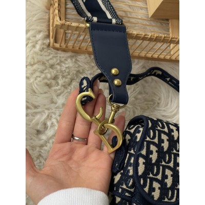 Жіноча сумка сідло Крістіан Діор синій. Подарунковий набір Dior Saddle жіночий 4 предмети