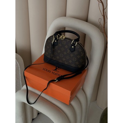 Жіноча сумка Louis Vuitton Alma BB коричневий + чорний через плече Луї Віттон Альма Жіноча сумка Louis Vuitton Alma BB коричневий + чорний через плече Луї Віттон Альма
