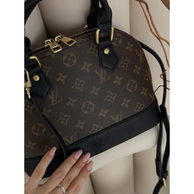 Жіноча сумка Louis Vuitton Alma BB коричневий + чорний через плече Луї Віттон Альма