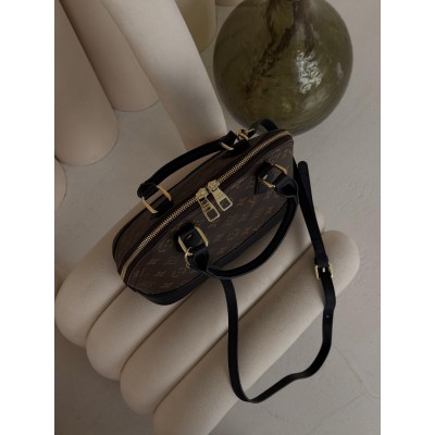 Жіноча сумка Louis Vuitton Alma BB коричневий + чорний через плече Луї Віттон Альма