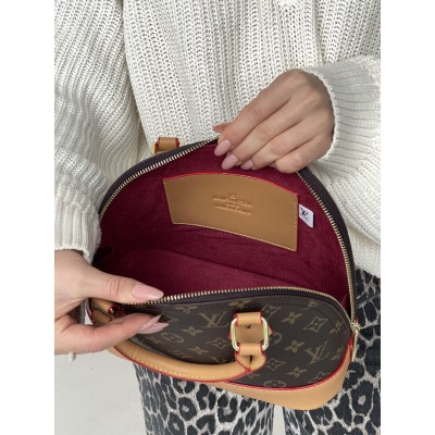 Жіноча сумка Louis Vuitton Alma BB коричневий + бежевий через плече Луї Віттон Альма