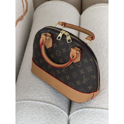 Жіноча сумка Louis Vuitton Alma BB коричневий + бежевий через плече Луї Віттон Альма