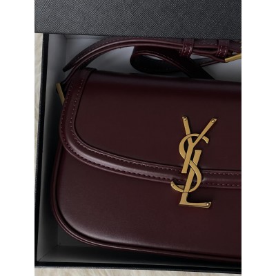 Жіноча сумка клатч Yves Saint Laurent Solferino medium leather shoulder bag YSL бургунді Ів Сен Лоран