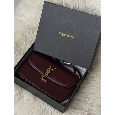 Жіноча сумка клатч Yves Saint Laurent Solferino medium leather shoulder bag YSL бургунді Ів Сен Лоран Жіноча сумка клатч Yves Saint Laurent Solferino medium leather shoulder bag YSL бургунді Ів Сен Лоран