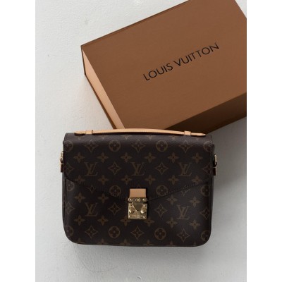Сумка жіноча Луї Вітон коричневий пошитий Louis Vuitton Pochette Metis "PREMIUM"