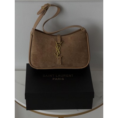 Жіноча сумка Yves Saint Laurent Le 5 A 7 YSL замшевий бежевий Ів Сен Лоран
