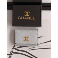 Гаманець жіночий Chanel mini світло-сірий із коробкою Шанель