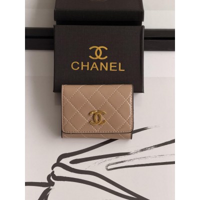 Гаманець жіночий Chanel mini бежевий із коробкою Шанель Гаманець жіночий Chanel mini бежевий із коробкою Шанель