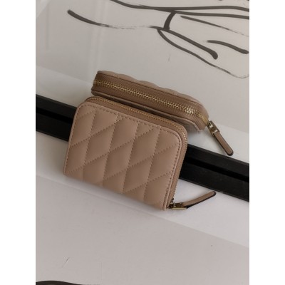 Кошелек жіночий Coach mini Quilted Pillow Essential Zip міні бежевий Коуч