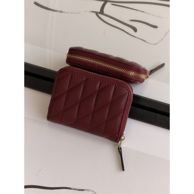 Кошелек жіночий Coach mini Quilted Pillow Essential Zip міні бордовий Коуч