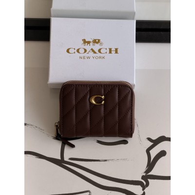 Кошелек женский Coach mini Quilted Pillow Essential Zip мини шоколадный Коуч Кошелек женский Coach mini Quilted Pillow Essential Zip мини шоколадный Коуч