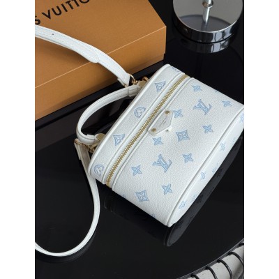 Сумка жіноча крос боді Сумка Louis Vuitton Vanity Chain Pouch Premium біло-блакитний