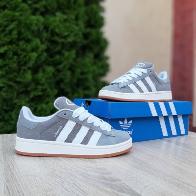 Adidas CAMPUS  сірі (білі смужки), Розмір 46