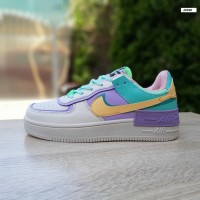 Nike Air Force 1 Shadow бежеві з бірюзою і бузковим, Розмір 36