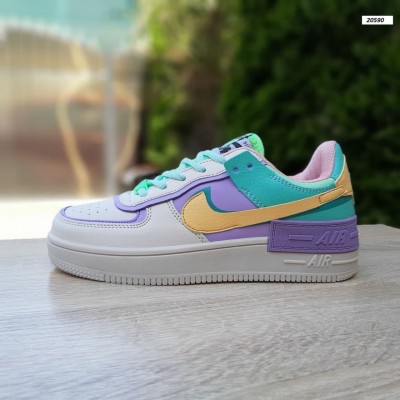 Nike Air Force 1 Shadow бежеві з бірюзою і бузковим, Розмір 36 Nike Air Force 1 Shadow бежеві з бірюзою і бузковим, Розмір 36