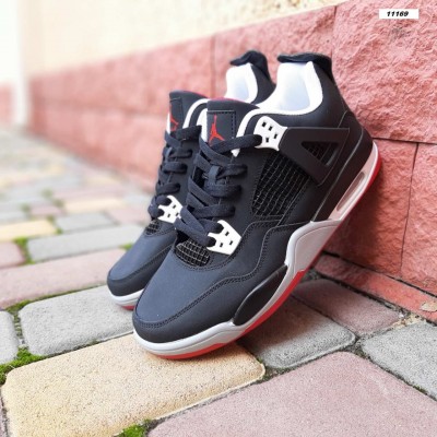 Nike AIR Jordan 4 чорні з червоним, Розмір 42