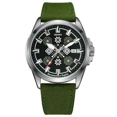 Awarder Embroidery Silver-Army Green Green Automatic 10ATM Awarder Embroidery Silver-Army Green Green Automatic 10ATM