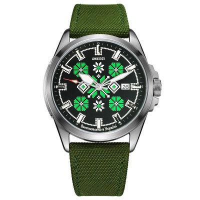 Awarder Embroidery Silver-Green Green Automatic 10ATM Awarder Embroidery Silver-Green Green Automatic 10ATM