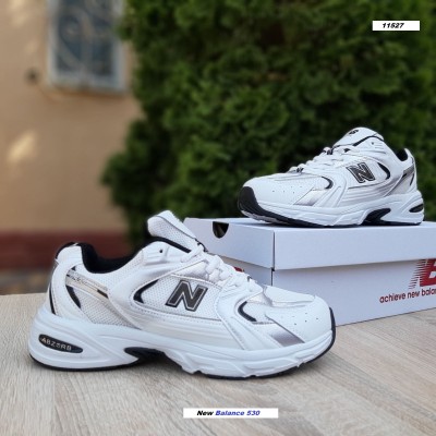 New Balance 530 белые с черным и серебром, Размер 42