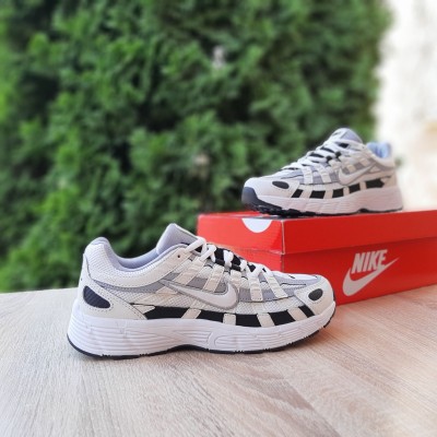 Nike P-6000 Sail Wolf Grey белые с черным, Размер 43