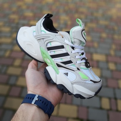 Adidas Vento XLG Deluxe белые с черным и салатовым, Размер 36