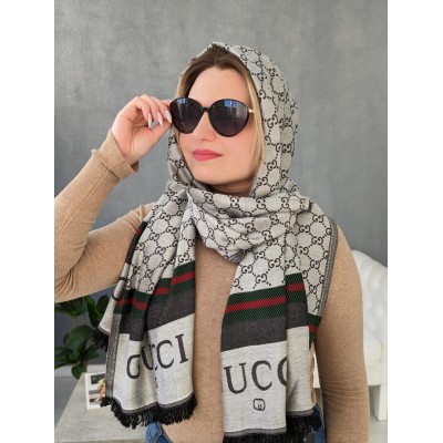 ПАЛАНТИН ШАРФ, ШАСТКА GUCCI ЖІНОЧА ШАРФ ГУЧЧИ світло-сірий