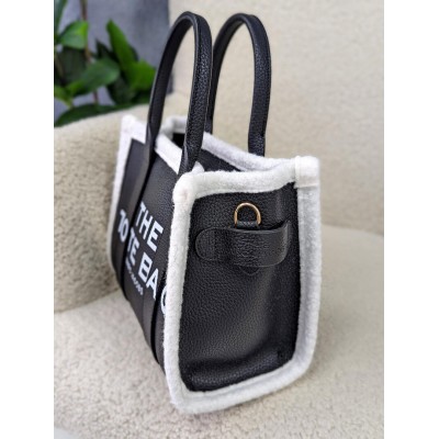 Сумка жіноча Марк Джейкобс шоппер чорна з хутром Marc Jacobs Tote Bag шопер