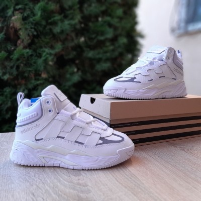 Adidas Niteball высокие белые с серым кожа, Размер 38