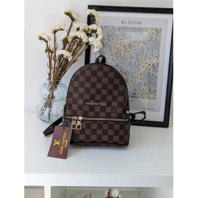 Рюкзак Louis Vuitton коричневий в клітку з коричневими ручками міні Луї Віттон жіночий рюкзак Рюкзак Louis Vuitton коричневий в клітку з коричневими ручками міні Луї Віттон жіночий рюкзак