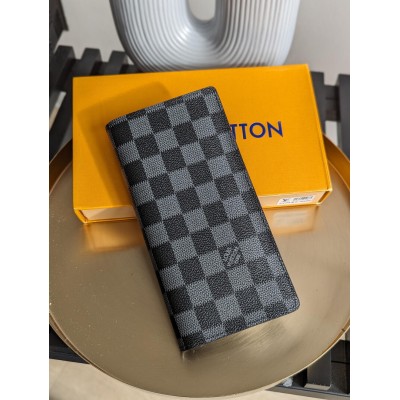 Чоловічий гаманець Louis Vuitton чорний у клітці великий Луї Віттон