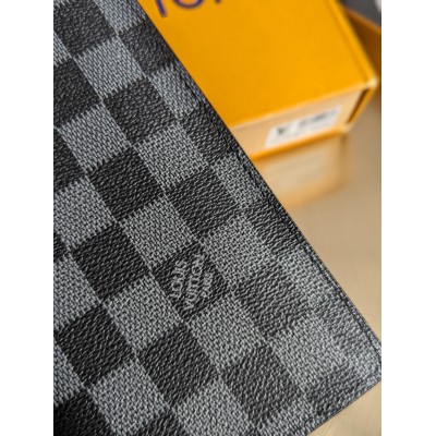 Чоловічий гаманець Louis Vuitton чорний у клітці великий Луї Віттон