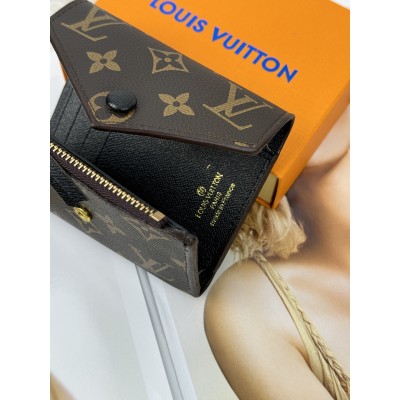 Жіночий гаманець Louis Vuitton коричневий + чорний конверт міні Луї Віттон
