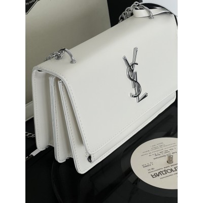 Жіноча сумка Yves Saint Laurent YSL Ів Сен Лоран білий срібло клатч