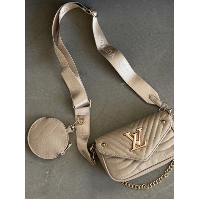 Сумка жіноча Louis Vuitton Wave Multi Pochette mini бежевий клатч через плече Луї Віттон