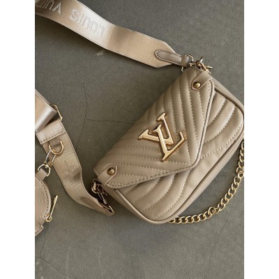 Сумка женская Louis Vuitton Wave Multi Pochette mini бежевый клатч через плечо Луи Виттон