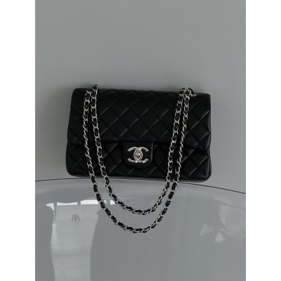 Сумка жіноча клатч через плече Chanel Classic Double Flap Bag PREMIUM Шанель чорний срібло Сумка жіноча клатч через плече Chanel Classic Double Flap Bag PREMIUM Шанель чорний срібло